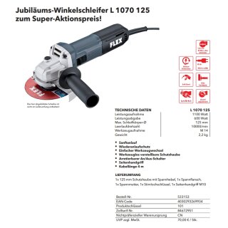 Jubiläums-Winkelschleifer L 1070 125 - 533153